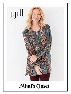 J.JILL Bohemian Multi-Colored Soft & Swingy Tunic -  Size M